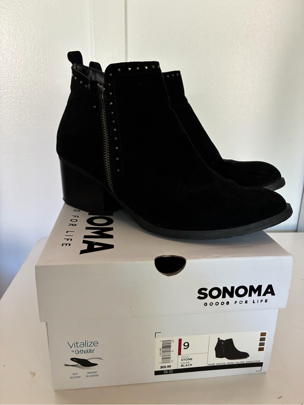 SONOMA Black Suede Studded Ankle Booties